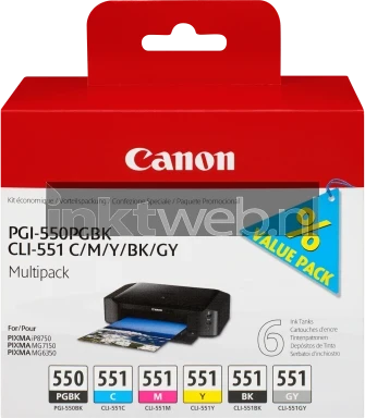 Canon CLI-551 6-pack zwart en kleur