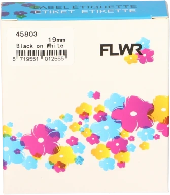FLWR Dymo 45803 zwart op wit breedte 19 mm