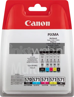 Canon CLI-571 5-pack (Opruiming 5 x 1-Pack los) zwart en kleur