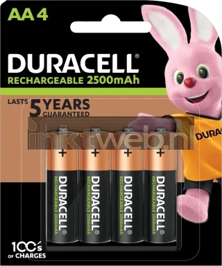 Duracell AA Rechargeable, 2500 mAh 4-pack