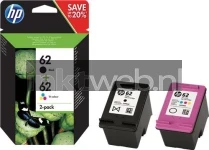 HP 62 2-Pack zwart en kleur Combined box and product