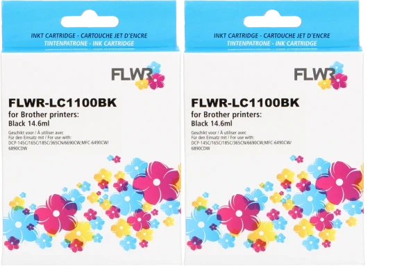 FLWR Brother LC-1100BK 2-pack zwart