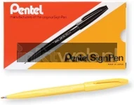Pentel S520 Fijnschrijver geel Combined box and product