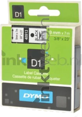 Dymo D1 zwart op wit 9mm zwart Front box