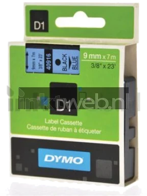 Dymo D1 zwart op blauw breedte 9 mm