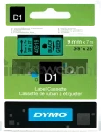 Dymo D1 zwart op groen breedte 9 mm