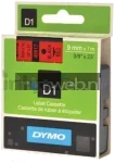 Dymo D1 zwart op rood breedte 9 mm