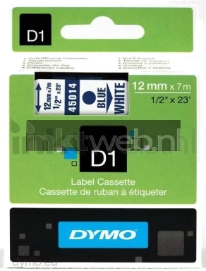 Dymo D1 45014 blauw op wit breedte 12 mm