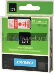 Dymo D1 45015 rood op wit breedte 12 mm