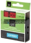 Dymo D1 zwart op rood breedte 19 mm