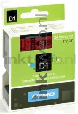 Dymo D1 zwart op rood 24mm zwart Front box