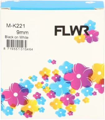 FLWR Brother MK-221 zwart op wit breedte 9 mm