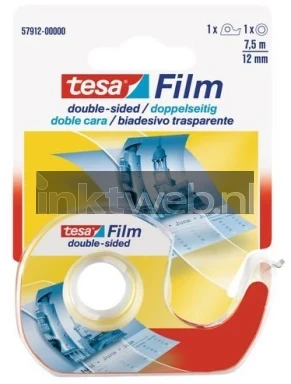 Tesa Plakband Film 7,5m x 12mm 2-zijdig + dispencer