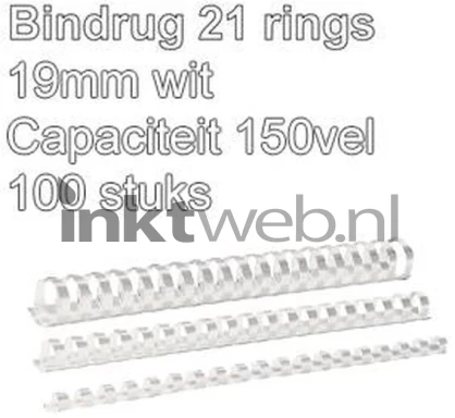 Fellowes Apex bindrug 19mm 21rings A4 100 stuks wit