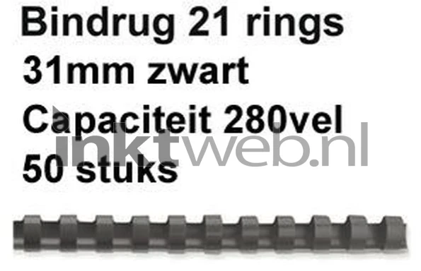 Fellowes Bindrug 32mm 21rings A4 50 stuks zwart