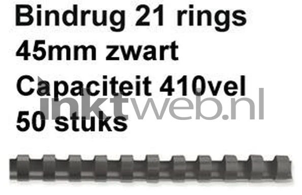 Fellowes Bindrug 45mm 21rings A4 50 stuks zwart