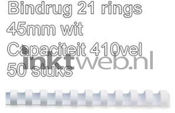 Fellowes Bindrug 45mm 21rings A4 50 stuks wit