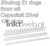 Fellowes Bindrug 6mm 21rings A4 100 stuks  (Origineel)