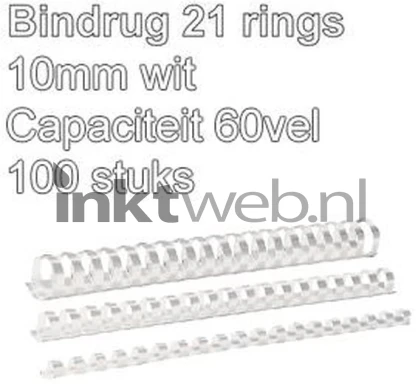 Fellowes Apex bindrug 10mm 21rings A4 100 stuks wit