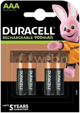 Duracell AAA Rechargeable, 900 mAh 4 stuks Combined box and product