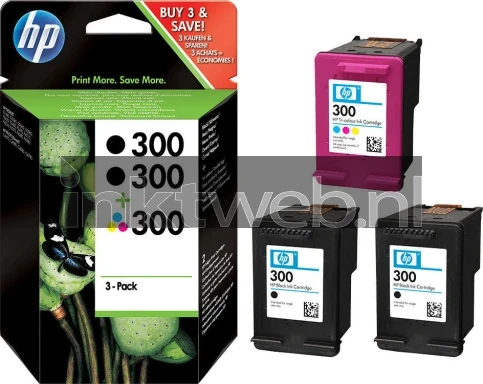 HP 300 zwart en kleur Combined box and product