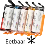 FLWR Eetbaar PGI-550 / CLI-551 Multipack zwart en kleur (Eetbare inkt)