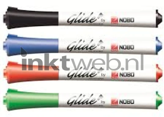 NOBO Glide 1mm Rond Assorti Blister à 4 Stuks zwart en kleur