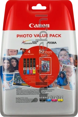 Canon CLI-551 Multipack met fotopapier zwart en kleur
