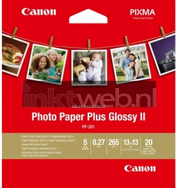 Canon  PP-201 13 x 13 cm Photo Paper Plus Glans | 20 stuks 265 gr/m² Front box