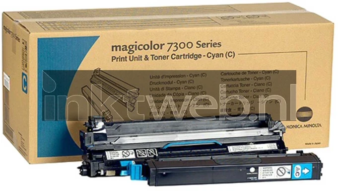 Konica Minolta MC7300 XL cyaan Combined box and product