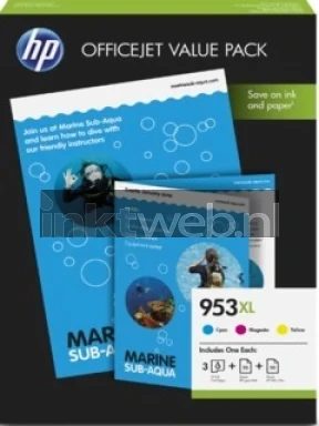 HP 953 XL met 2 soorten papier kleur Front box