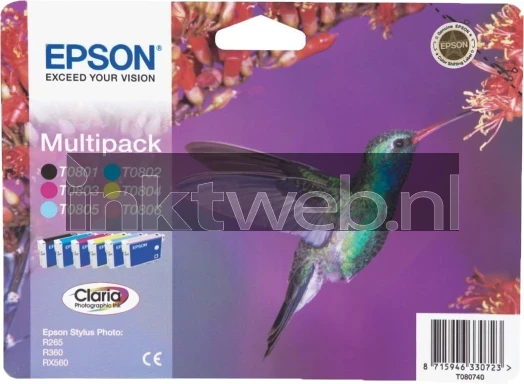 Epson T0807 multipack zwart en kleur