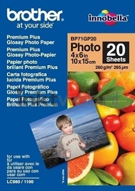 Brother BP71GP20 fotopapier Glans | 10x15 | 260 gr/m² 20 vellen