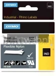 Dymo Flexibel Nylon lettertape zwart op wit breedte 19 mm