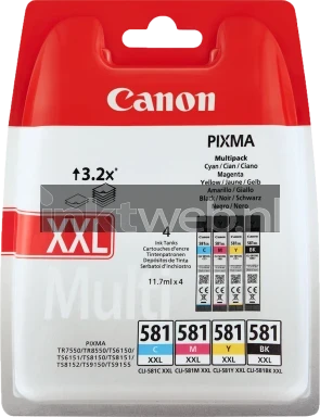 Canon CLI-581XXL 4-pack (Opruiming 4 x 1-pack los) zwart en kleur