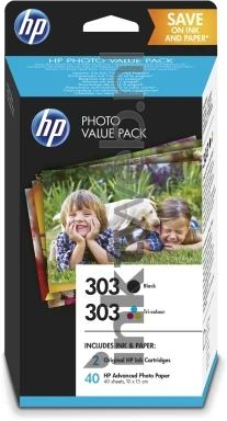 HP 303 Multipack met fotopapier zwart en kleur HIGH RES Front box