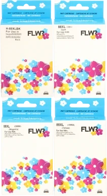 FLWR HP 88XL 4-pack zwart en kleur