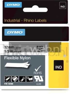 Dymo Rhino Flexibele Nylon tape zwart Front box
