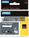 Dymo Rhino Flexibele Nylon tape zwart op wit breedte 12 mm