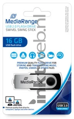 MediaRange USB flash drive 16GB zwart