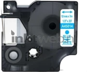 Huismerk Dymo 45014 blauw op wit breedte 12 mm
