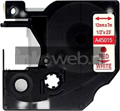 Huismerk Dymo 45015 rood op wit breedte 12 mm