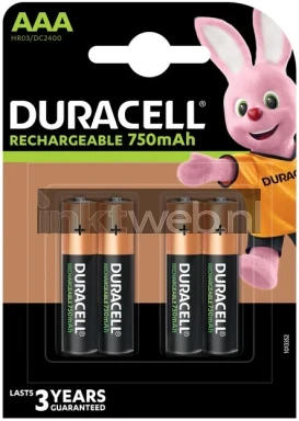 Duracell AAA Rechargeable Stay Charged, 750 mAh 4 stuks