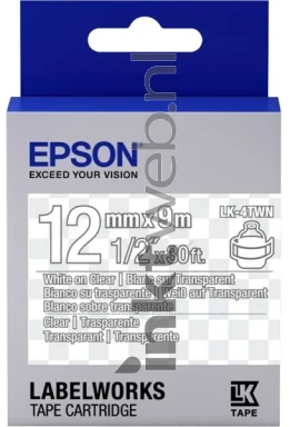 Epson LK-5WRN wit op transparant breedte 12 mm