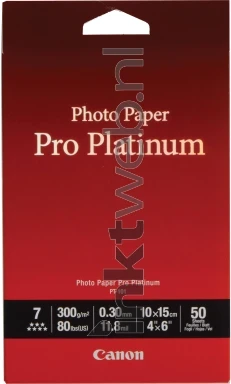 Canon PT-101 Fotopapier Pro Platinum Hoogglans | 10x15 | 300 gr/m² 50 stuks