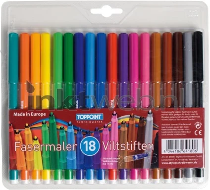 Stylex Viltstiften, etui van 18 stuks kleur