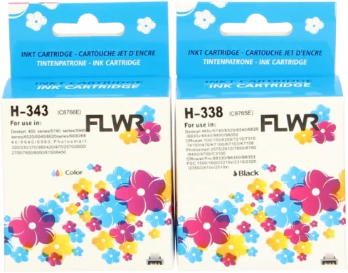 FLWR HP 338 en 343 Multipack zwart en kleur
