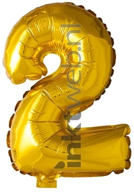 Haza Opblaas Cijfer 2, 40cm goud