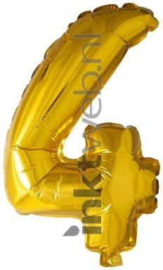 Haza Opblaas Cijfer 4, 40cm goud