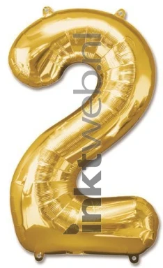 Haza Opblaas Cijfer 2, 92cm goud